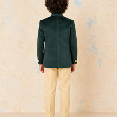 Boys' royal green velvet Jodhpuri suit for festive functions, Devils N Angels Jaipur, view 3