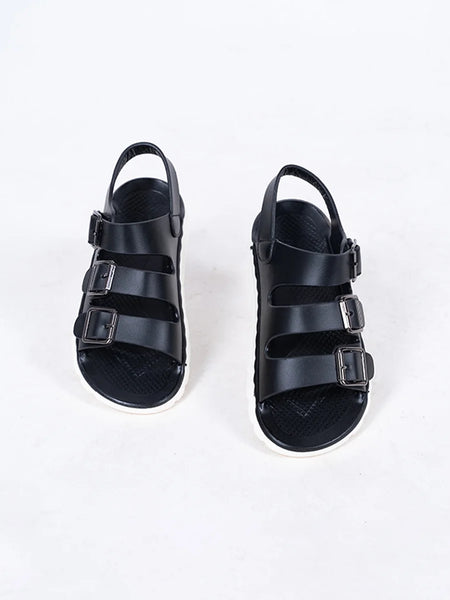 Boys' stylish black summer sandals featuring adjustable straps, Jaipur