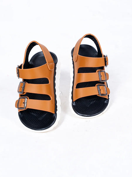 Boys' stylish tan summer sandals featuring adjustable straps and cushioned insole, Jaipur