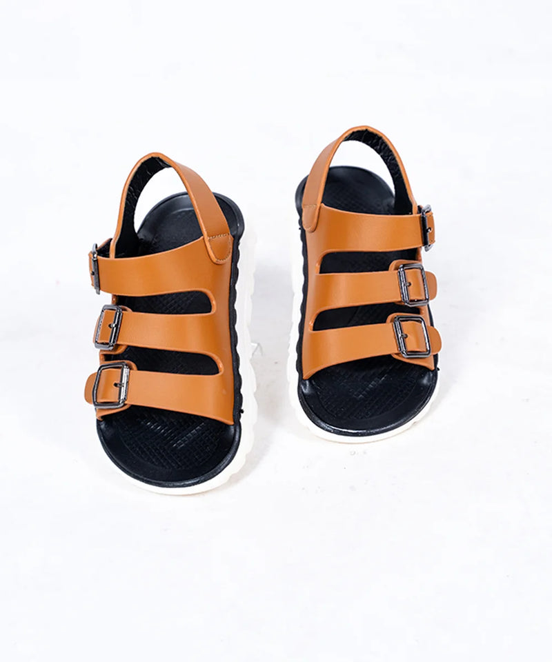 Boys' stylish tan summer sandals featuring adjustable straps and cushioned insole, Jaipur