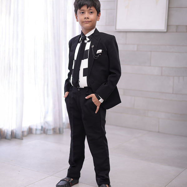 3 piece coat suit set with printed shirt