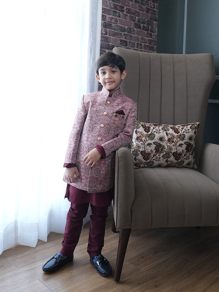 Self-embroidered boys sherwani and pyjama, full sleeve, Jaipur showrooms