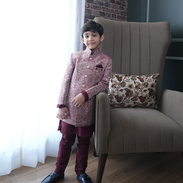 Self-embroidered boys sherwani and pyjama, full sleeve, Jaipur showrooms