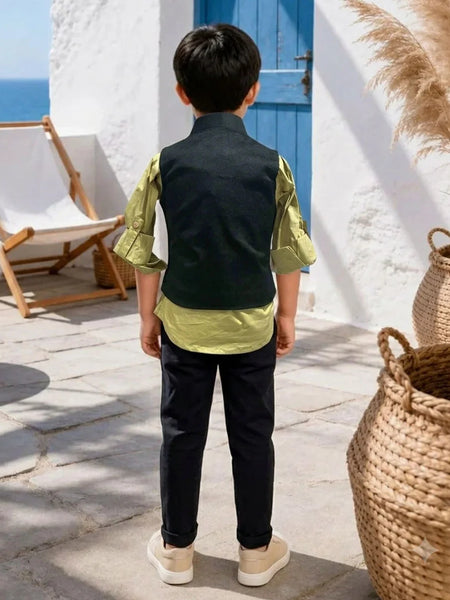 Camel Colored Party Waist Coat Set for Boys 1–2 Years Jaipur