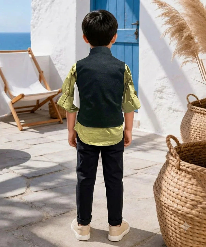 Camel Colored Party Waist Coat Set for Boys 1–2 Years Jaipur