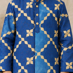 Boys' blue embroidered traditional kurta pyjama, Devils N Angels Jaipur, view 2
