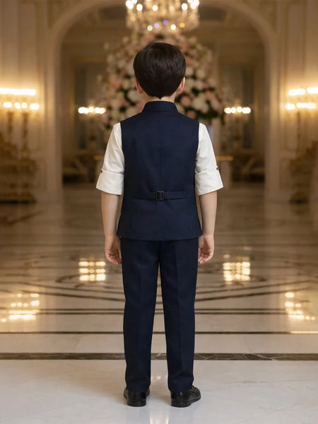 Person wearing a formal outfit in an elegant indoor setting with chandeliers.