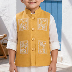 Devils N Angels  Birthday Wear Yellow Waistcoat For Boys Jaipur