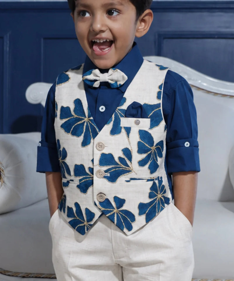 Boys Wedding Navy Waistcoat Set Jaipur