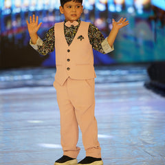 formal wear pink waist coat suit set for boys 