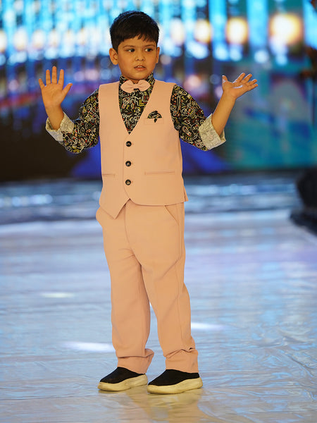 formal wear pink waist coat suit set for boys 