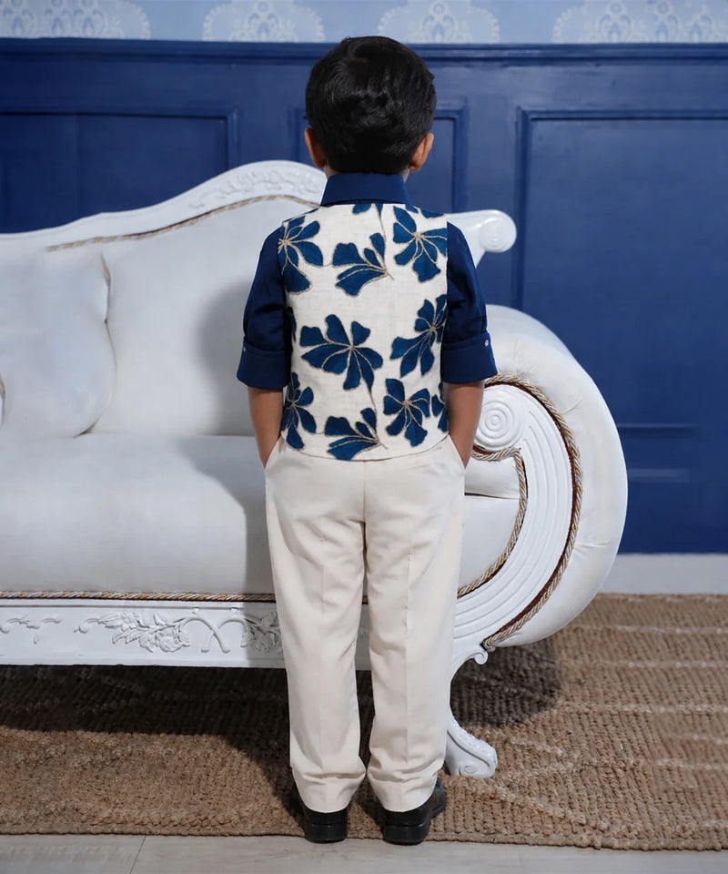 Boys Wedding Navy Waistcoat Set Jaipur