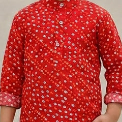Devils N Angels Boys Red & White Bandhej Kurta Pyjama 12–13 Years | Jaipur