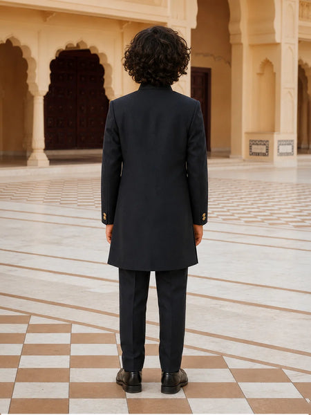 Black Indo Western Boys Sherwani Jaipur
