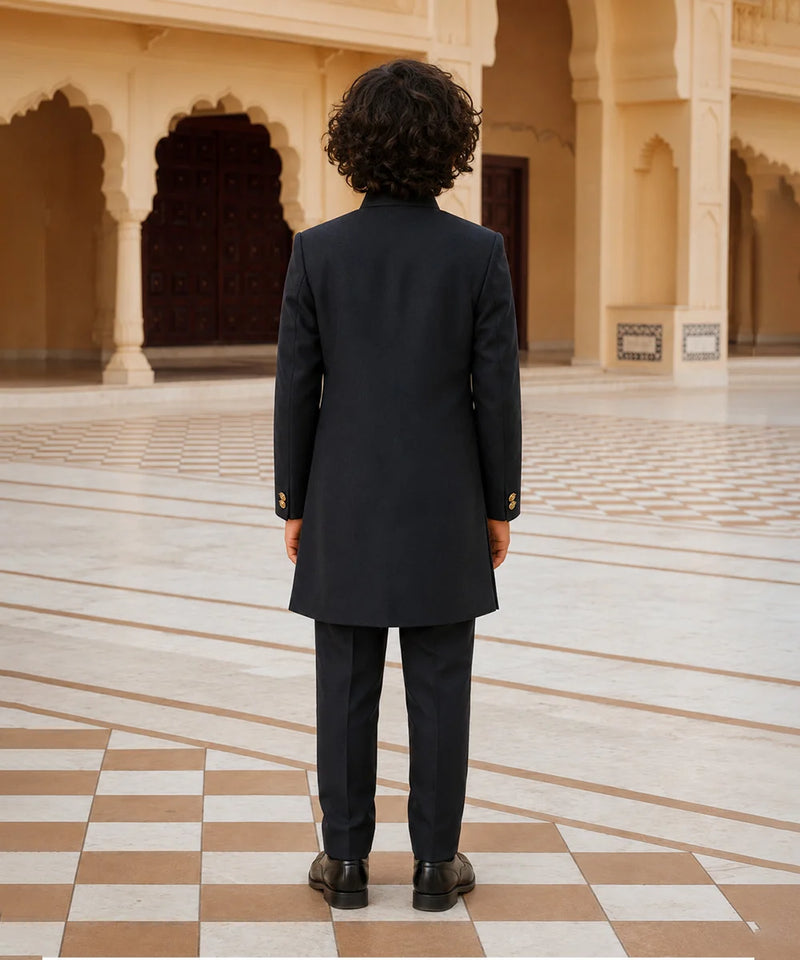 Black Indo Western Boys Sherwani Jaipur