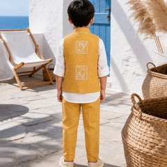 Devils N Angels  Birthday Wear Yellow Waistcoat For Boys Jaipur