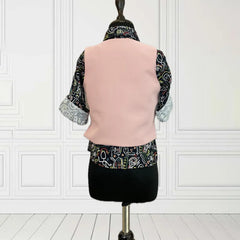 back view of pink waist coat suit set for boys 