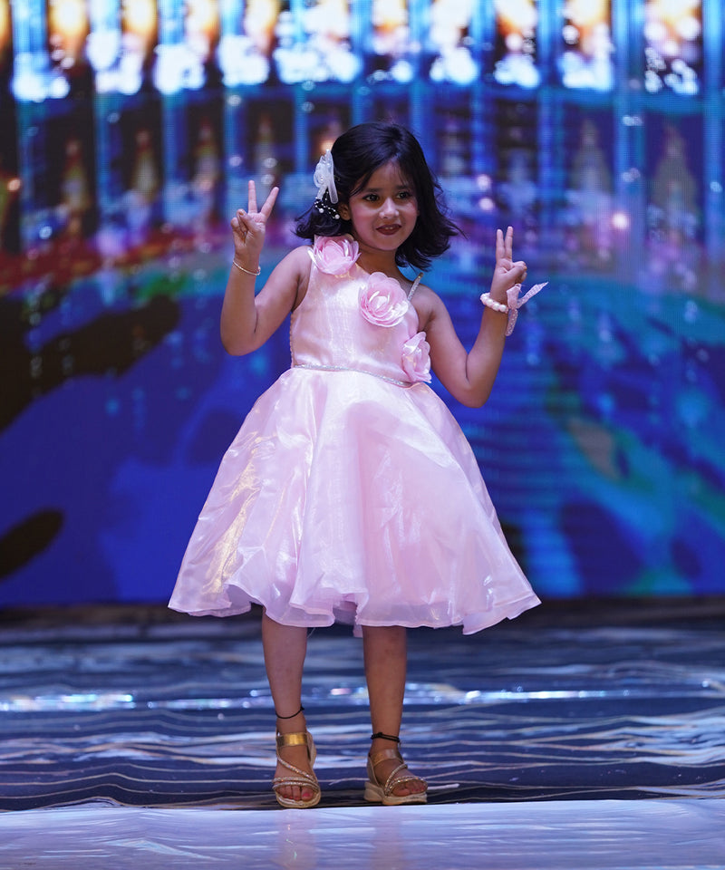 Buy birthday frock for baby girl, stylish one-shoulder pink dress, party outfit