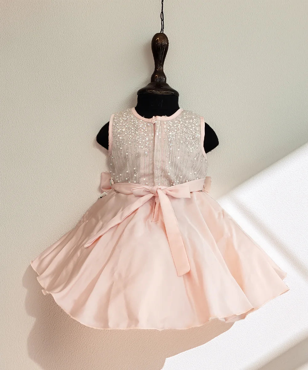 Sleeveless designer birthday dress with bow, top kidswear boutique Jaipur