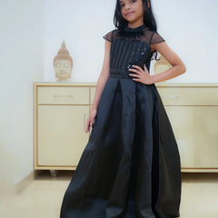 Buy black party gown for girls online, elegant shimmer gown for birthdays and weddings