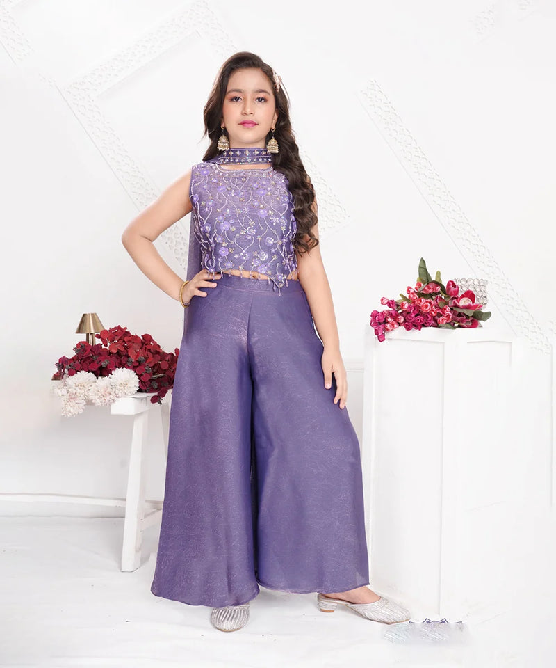 girls wearing wedding sharara set with embroidery 