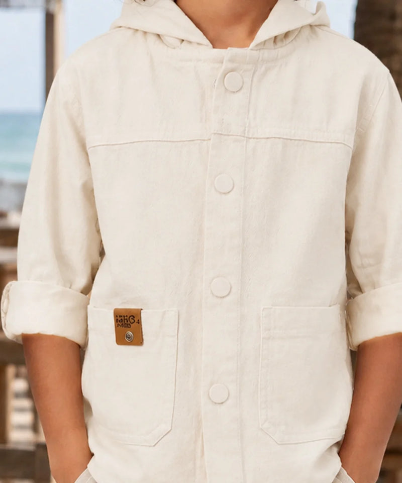 Boys Ivory Hoddie Shirt For Party