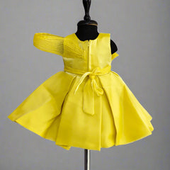 Floral detailed neon yellow frock for girls, best kidswear boutique near me Jaipur