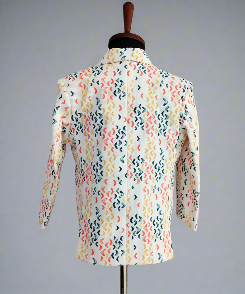 Modern White printed Boys Blazer for Kids – Jaipur Fashion Edit