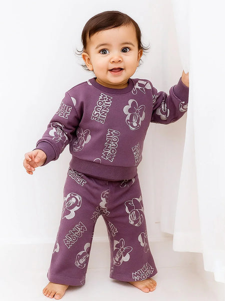 Purple cartoon cotton co-ord set for girls in Jaipur