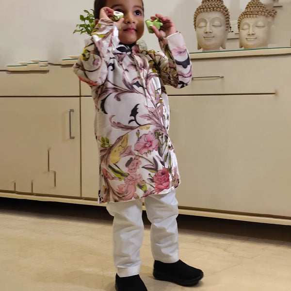 Full sleeve floral kurta pyjama for boys, Rakhi special Jaipur