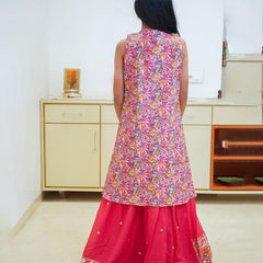 Affordable tomato color lehenga choli set for girls, cheap lehenga for kids in Jaipur