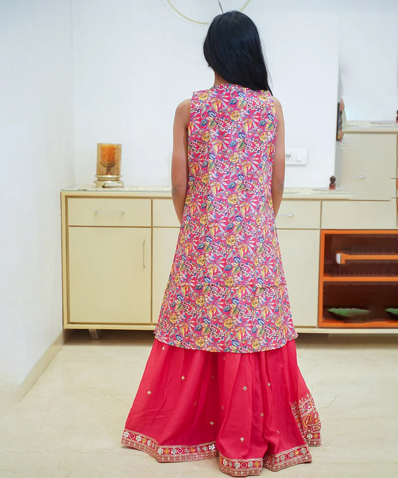 Affordable tomato color lehenga choli set for girls, cheap lehenga for kids in Jaipur
