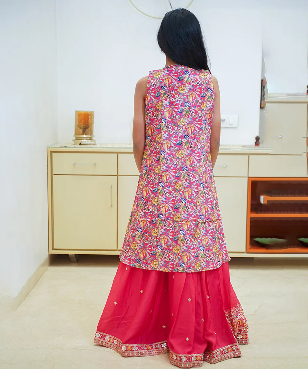 Affordable tomato color lehenga choli set for girls, cheap lehenga for kids in Jaipur