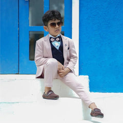 Kids pink checked tuxedo suit set, formal boys outfit Jaipur fashion shop