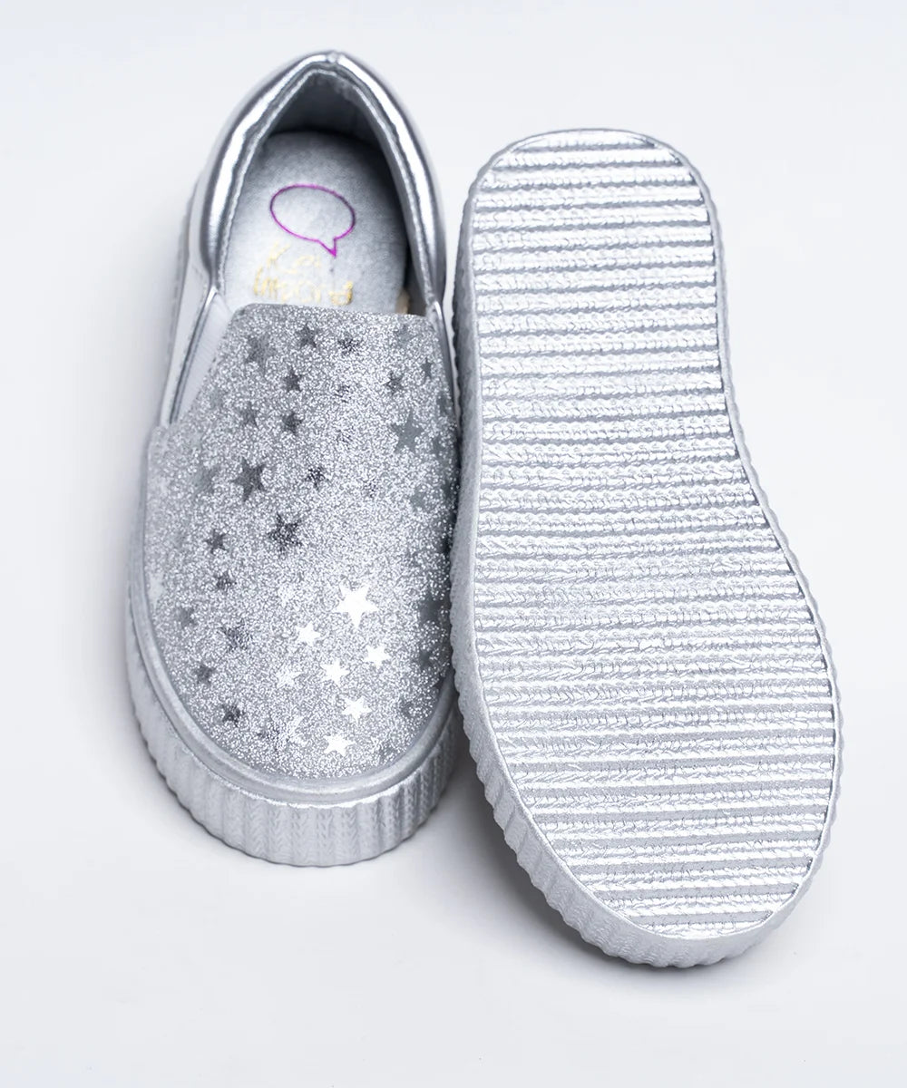 Silver-Coloured Shimmer Shoes for Girl Child