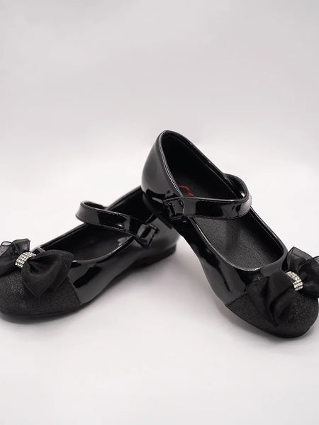 Girls' Black Patent Bow Party Shoes (Ages 1–8 Years) – Jaipur