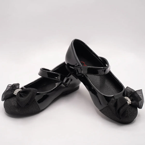 Girls' Black Patent Bow Party Shoes (Ages 1–8 Years) – Jaipur