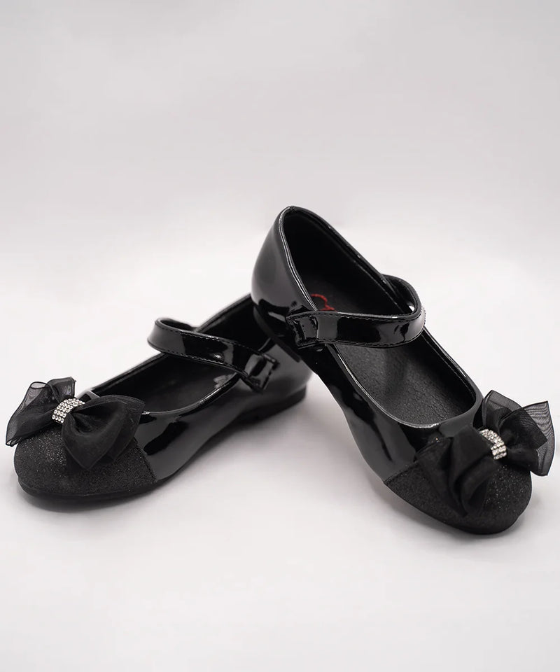 Girls' Black Patent Bow Party Shoes (Ages 1–8 Years) – Jaipur