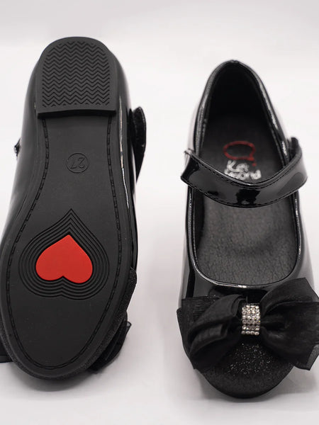 Girls' Black Patent Bow Party Shoes (Ages 1–8 Years) – Jaipur