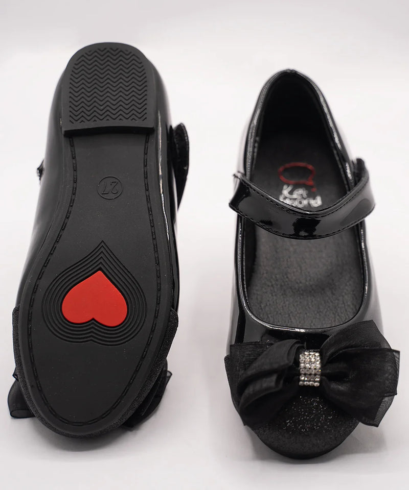 Girls' Black Patent Bow Party Shoes (Ages 1–8 Years) – Jaipur