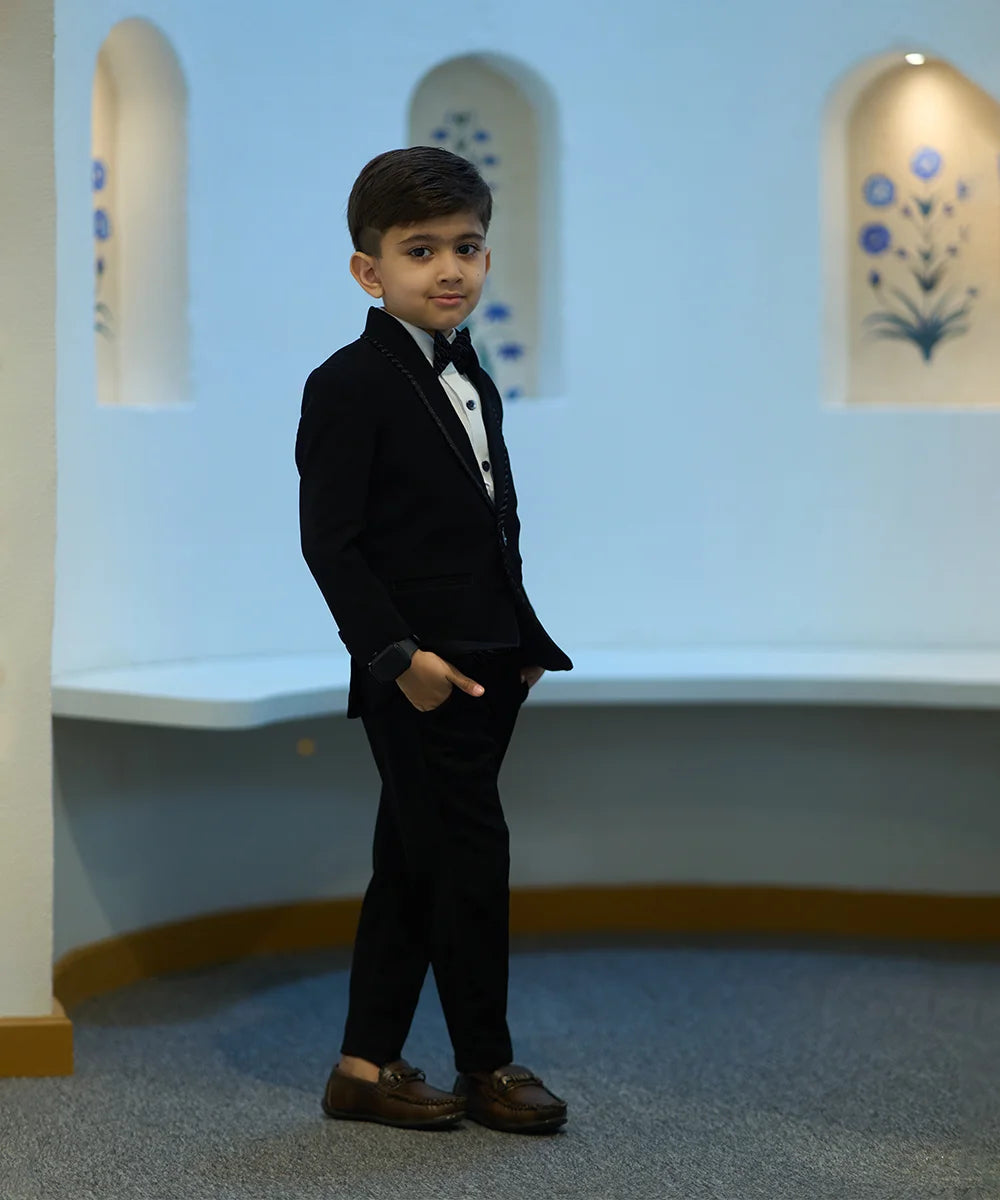 Boys black coat pant set for parties and weddings, local Jaipur kidswear