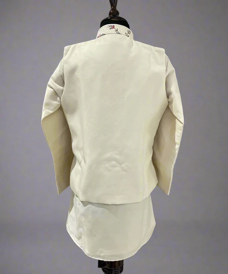 Buy cream embroidered kurta pyjama for boys online, Jaipur boutique