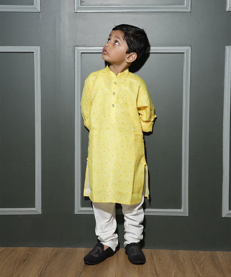 Full-sleeved neck band collar kurta pyjama for boys, Jaipur collection