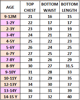 Size chart