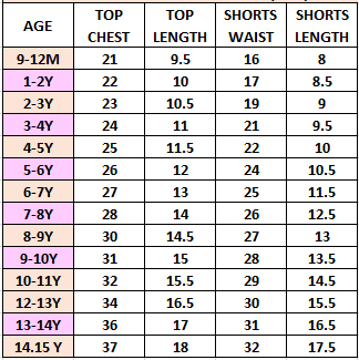 Size chart