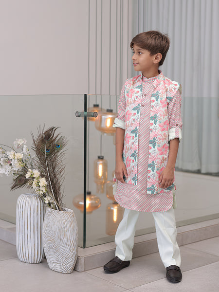 Multicolour ethnic kurta pyjama for boys, best kidswear shop Jaipur

