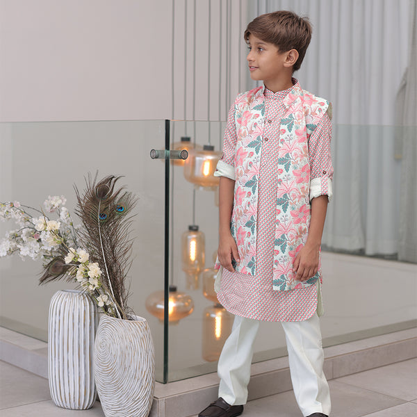 Multicolour ethnic kurta pyjama for boys, best kidswear shop Jaipur

