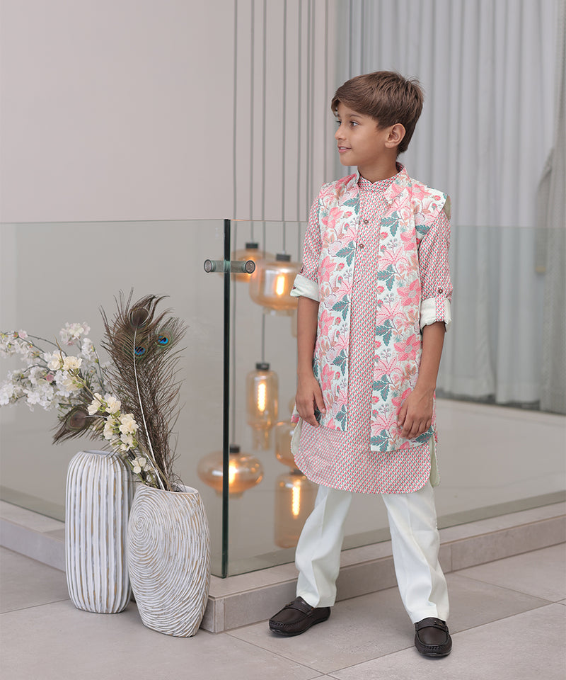 Multicolour ethnic kurta pyjama for boys, best kidswear shop Jaipur

