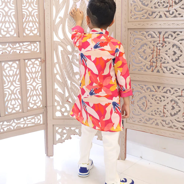 Best children clothing Jaipur, trendy printed kurta pyjama set for kids