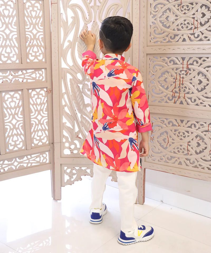 Best children clothing Jaipur, trendy printed kurta pyjama set for kids